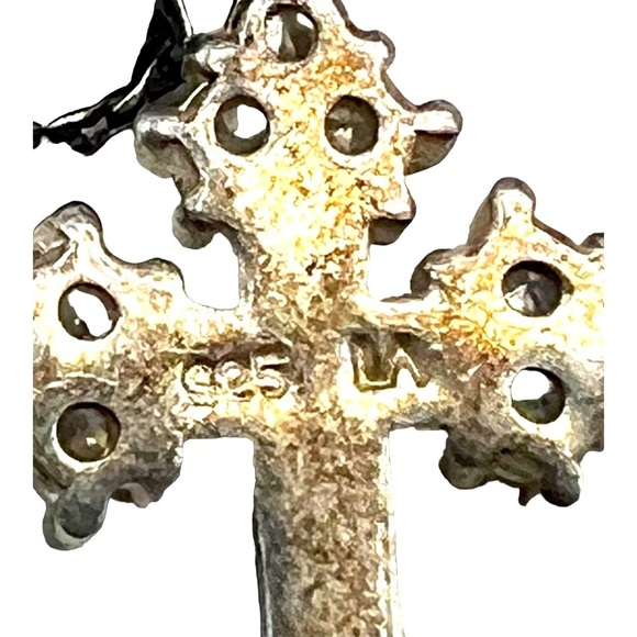 Vintage Danecraft 925 Sterling Silver Cross Necklace With Cubic Zirconia     A73 - Picture 10 of 12